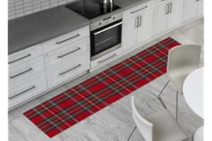 BIANCHERIAWEB Tappeto Passatoia con Retro Antiscivolo Disegno Natalina Lurex Tartan Scozzese Rosso 50x180 Natalina