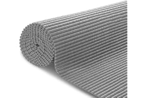 MERCURY TEXTIL- Alfombrilla Antideslizante de Goma Eva Protección de Cajones, Estantes Anchura de 65cm, Alfombrilla Impermeable para Baño, Tapete, Fregadero y Cocina (100x65cm, Gris)