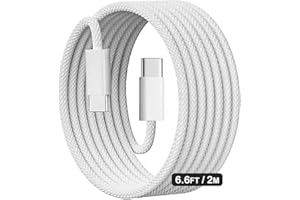 ONE TO FOUR USB C to USB C Cable 2 M, 60W Braided, Faster Charging Cord, Power Delivery PD Cable Type C, Compatible with iPhone 15/15 Pro/15 Plus/15 Pro Max,iPad Mini/Pro, MacBook Pro/Air, White