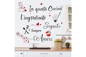 decalmile Adesivi Murali Frasi Cucina Italiano Adesivi da Parete Scritte Italiano Cucina Amore Citazioni Nero Camera da Letto Soggiorno Ufficio Decorazione Murale