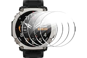 Rojeuinn 4 st skärmskydd med Amazfit T-Rex Ultra 2 härdat glas, [bubbelfri][reptåligt] [ultratåligt]