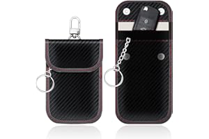 DHSWNNG Keyless Go ochronne etui na kluczyki samochodowe, 2 sztuki, ochrona kluczyków samochodowych, RFID, etui na klucze, etui na klucze, z włókna węglowego, skórzane, na klucze