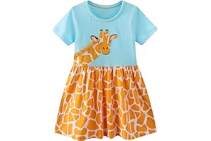 Dinopjs Kleider für Kleines Mädchen Kurzarm Kleid Cartoon-Stil Regenbogen Ozean Prinzessinnenkleid Dino Giraffe Osterhase Meerjungfrau Kinder Prinzessin Kostüm Tägliche Sommer Rock Ferienkleider