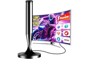 BIGEFEIXU Antena de TV Interior 2025 – Antena Digital para Smart TV, Base Magnética Fuerte, Alcance de 480 Km, Compatible con 4K 1080P, Cable Coaxial de 5m, para Freeview y Canales Locales