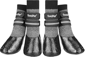 BINGPET Hundesocken mit Anti-Rutsch-Wirkung und Riemen – Pfotenschutz/Rutschschutz – wasserdicht für drinnen und draußen