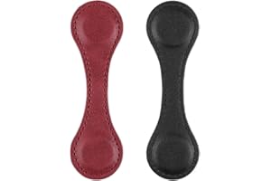 Dimeho 2 soportes para páginas retro de piel, magnéticos, marcapáginas vintage, hechos a mano, bonitos accesorios de lectura para mujeres, amantes de libros, regalo para lectores (negro y rojo)