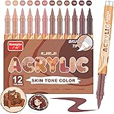 Funnasting Acrylic Pens, 12 Brown Tones Per Colour Series Acrylic Marker Set for Rock Painting, Glass, Cups, Wood, Metal, DIY