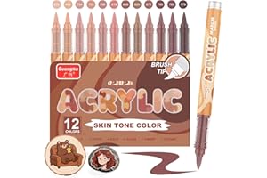 Funnasting Feutre Acrylique, 12 Brun tons marrons Pro Couleur série feutres acrylique Set pour la peinture sur roche, verre, tasses, bois, métal, bricolage