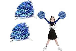 MagiSel 2 Piezas Pompones de Porristas, Pompones de Capitán con Asas, Flores de Animadoras, Pompones de Papel de Metal, Pompones Deportivos, para Eventos Deportivos, Bailes, Despedidas de Soltera