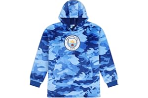 MANCHESTER CITY Football Club Boys Camouflage Fully Lined Luxury Fleece Hoodie, Oversized Fleece Blanket Hoody 7-13 Years