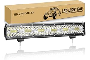 SKYWORLD 8D 17 pouces 45 cm 360W Barre de led 4x4, Rampe Feux Phare de Travail Barres lumineuses led pour Offroad Voiture Véhicule Camion Tracteur Quad Bateau