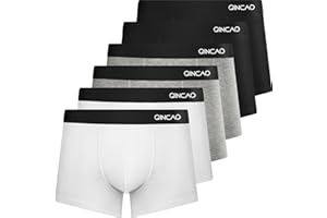 QINCAO - Boxer da Uomo, Confezione da 6 Pezzi, privi di Etichette Che graffiano, Biancheria Intima, Boxer in Cotone, Taglia: S - 4XL
