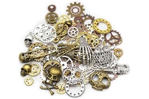 KIKIHONG Mila-Amaz 80 Pièces Assorties Accessoires Steampunk Engrenages Vintage Gears Squelette Steampunk Pendentif Charms pour l'artisanat, Bijoux de Bricolage