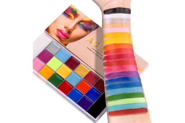ACWOO Face Body Paint Set, 20 färger Face Paint Kit, Face Body Paint Paint för barn och vuxna, Säker giftfri ansiktsfärg för Halloween, Makeup, Party, Cosplay, Fotbollsmatch