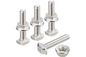 QUARKZMAN M5*25 Conjunto de Tornillos de Cabeza de Martillo, 20pcs Perno de Caída en Ranura en T Deslizantes T-Nut con 20pcs Tuercas Hexagonales de Brida para Serie 20 Aluminio Perfil