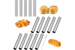 PALMCEE 15 Stampi per Cannoli in Acciaio Inossidabile, Antiaderente Cannoli Stampi Cilindri per Cannoli a Forma di Tubi, Forme per Cannoli, Cannoli Form Tubi, Cream Roll Mold, 11.8 * 1.9cm