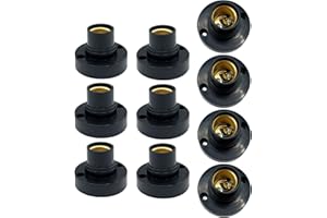 MOONDKIST 10Pcs Lamp Screw Base, E14 Round Plastic Light Bulb Lamp Socket, Light Bulb Screw Base Holder, Edison Screw Socket Holder Adapter (Black)