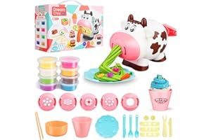 DOLOOWEE Playdough, Set di strumenti per pasta modellabile, 28 pezzi, per creazioni da cucina tipo spaghetti e macchina del gelato, per bambini di 3, 4, 6, 8 anni, ragazzi e ragazze