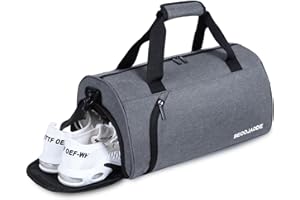 BECOJADDE Sporttaschen für Damen und Herren, 25L Reisetasche Duffel Bag Übernachtungstasche mit Schuhfach & Nassfach, wasserdichte Handgepäcktasche für Sport, Fitnessstudio, Schwimmen, Grau