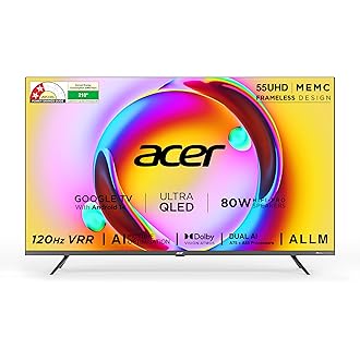 acer 139 cm (55 inches) Super Series 4K Ultra HD Smart QLED Google TV AR55QDXGU2875AT (Black)