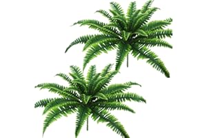 AIVORIUY 2 Pz Piante Artificiali da Interno Esterno Foglie Finte per Decorazioni Felce Persiana Arbusti Plastica Piante Finti Cespugli Primavera Estate per Balcone Giardino Vaso Casa Cucina
