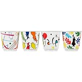 Bialetti - 4'l&uuml; Moka Kahve Bardak Seti - Kulpsuz Kahve Shot Bardağı - Bicchierini - Karma Renk - Arte Desen Serisi - Porselen