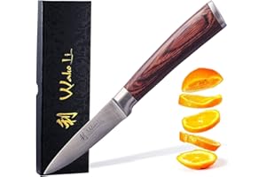 Wakoli EDIB cuchillo damasco navaja de oficina para verduras 8,50cm hoja muy afilada a partir de 67 capas I cuchillo de cocina damasco y cuchillo de chef profesional con mango de madera de pakka