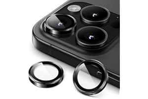 JETech Osłona Obiektywu Aparatu dla iPhone 16 Pro 6,3 Cala i iPhone 16 Pro Max 6,9 Cala, 9H Szkło Hartowane Metalowa Indywidualnego Pierścienia Osłona, HD Przejaśniać, 1 Komplet (Czarny)