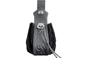 COSFAN Sac de ceinture en Cuir Viking, Pochette à Cordon Marron, Sac de Taille en Faux Cuir médiéval, Sac de dés rétro Portable, Costume de Cosplay Renaissance LARP