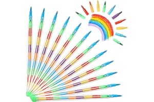 Vicloon Wachsmalstifte, 12 Stück Stapelbare Buntstifte Kinder, Baustein Buntstifte 11 Farben, Kinder Malstifte Spielzeug für Kinder Malerei Geschenk Büro Schulbedarf