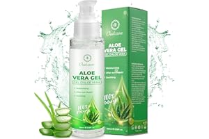 ‎OUKZON Aloe Vera Gel, Rein Aloe Vera Gel Portable für Trockene Strapazierte Haut & Sonnenbrand - 100% Natürliche After Sun Lotion, Beruhigende und Pflegende Feuchtigkeitscreme für Gesicht Körper Haare, 100ml