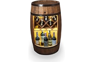 ‎CREATIVE COOPER CREATIVE COOPER Fass bar mit Weinhalter - Weinregal LED - Holzfass Hausbar 80x50cm - Rustikaler deko Barschrank Weinständer – Weinschrank (Dunkelbraun)