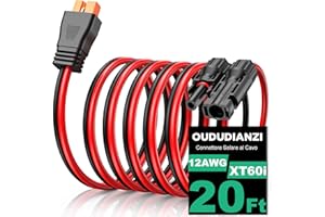 Oududianzi Cavo XT60i, Cavo di Prolunga per Cavo di Ricarica Solare 12AWG (6M), Adattatore XT60i per Generatore Solare Portatile - 20FT