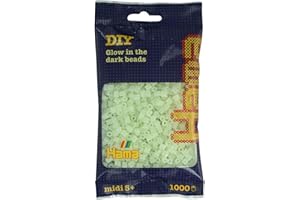 Hama 10.207-55 Koraliki do Prasowania Świecące w Ciemności, Tworzywo Sztuczne, Biały/Zielony, Paczka 1 000 Koralików