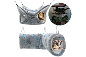 Vehomy 2 Stück Kleintiere Leuchtende Hängematte Tunnel Hamster Frettchen Glühen Hängematte Hängetunnel Rohr Ratte Hängebett Frettchen Hamster Tunnel Versteck für kleine Haustiere