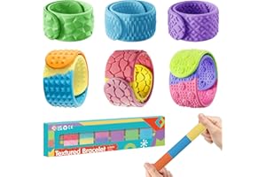 HOPIHY 6 PCS Sensory Fidget Toys Slap Bracelets, Textured Silicone Sensory Toys for Autism, Fidget Toys for Kids, Teens & Adults, Anxiety Stress Relief, Ideal for Classroom Rewards, Party Gifts