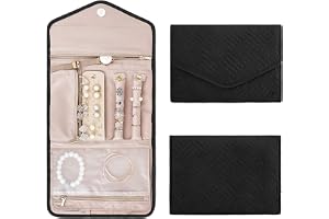 Aucuu Rullsmycken, vikbar organisatör för resesmycken, smyckeskrin med arrangör för armband, örhängen, ringar och halsband