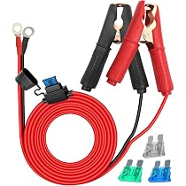 Pinces Crocodiles Avec Câble SAE 10AWG 2ft - Connexion Rapide Pour Chargeur Batterie Voiture/moto - Fusible 15A Intégré, étanche - 4