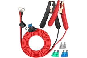 HuaLiSiJi Pince Crocodile Batterie 12V 24V Avec Fusible Pinces Crocodiles Voiture Pince pour Cable Batterie 30A 14AWG, for Automotive Battery Other Equipment (2m)