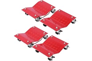 VIVOHOME Carrello Sposta Auto Moto Sottoruote 4 Pezzi, Carico Singolo 680kg Capacità di Carico 2720kg in Totale per Spostare Auto Camion e Moto Trailer Rosso