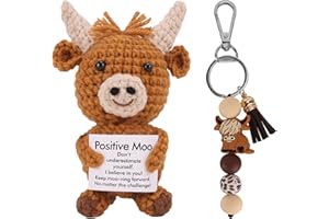 QBEJIME Highland Cow Gifts For Women, Positive Crochet Animals, Cow Keyring, Positive Gifts, Emotional Support Funny Creative Cute Cheer Up Keepsake Gift For Friends, Student, Christmas