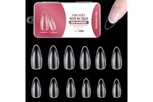 NACERLARY 240 Pièces Semi Givré Capsules, Americaine Ongle pour Nail Art Long Artificiel Ongles pour Salons de Manucure, Semi Givré Amande, 10 Tailles Différentes, Medium Amande