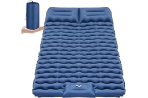 Kitxedas Self Inflating Camping Mattress, Upgraded Material, Inflatable Sleeping Pad with Built-in Foot Pump, Self-inflating Sleeping Mats for Camping, Tent, Backpacking, Hiking, Double Blue