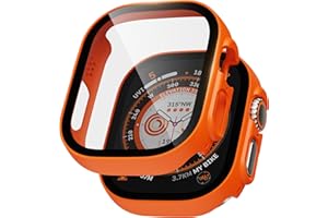 LINTEKER 2 Pack Hard Case for Apple Watch Ultra 3 (2025)/ Ultra 2 / Ultra Screen Protector 49mm, with 9H Tempered Glass Screen Protector, Full Protective Cover for iWatch Accessories, Orange