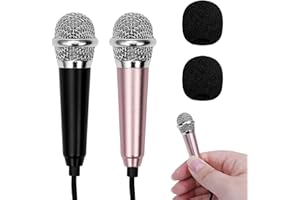 LEIKEDUN 2 Stück Mini Karaoke Mikrofon,Kleines Karaoke Mikrofon für Telefon mit 3,5-mm-Universalkabel,Kabelgebundenes Mikrofon aus Metall,Tragbares Gesangsmikrofon Kondensatormikrofon für Laptop Notebook (C)