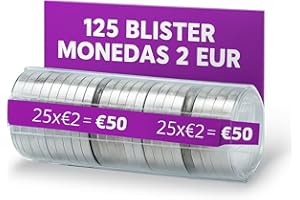 ALEJANDRO FUENTES AF® - 125 Blister Monete 2 euro, Pack 125 Blister per Monete 2 euro | Formato europeo, Organizza e protegge i tuoi contanti, Conta Monete Euro, Porta Monete plastica, Blister per Monete