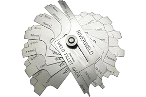 RIVERWELD Jauge de Soudure d'Angle MG-11 RL - Jeu 7 Pièces avec Marquages Métriques - Mesure Précise Jambe du Cordon, Épaisseur de Gorge et Profondeur de Soudure