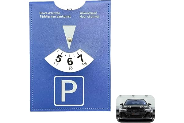 Zerabidpro Disque de stationnement pour Zone Bleue européen en Cuir synthétique Soft-Touch, 11 x 15 cm - Disque Horaire Luxe Multilingue pour Voiture, Moto, Scooter, Camping-Car et Quad