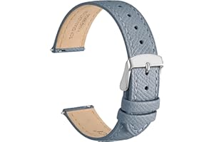 WOCCI Grace Correa de Reloj, Cuero de Grano Superior, Liberación Rápida, Bandas de Repuesto, Hebilla de Acero Inoxidable, Ancho de banda 12mm 14mm 16mm 18mm 20mm