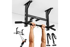DH FitLife Takmonterad Chinsstång 4-i-1, 8 Handtag, 300 kg | Takmontering med Pluggar｜Suspension Trainer Ingår｜3 Öglor｜Halkfr